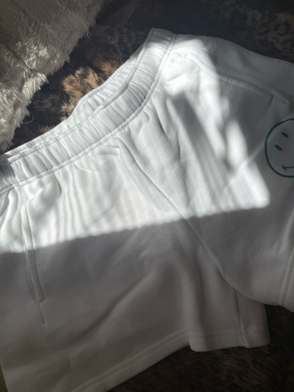 Aerie Casual Cotton Shorts with Subtle Green Smiley Detail